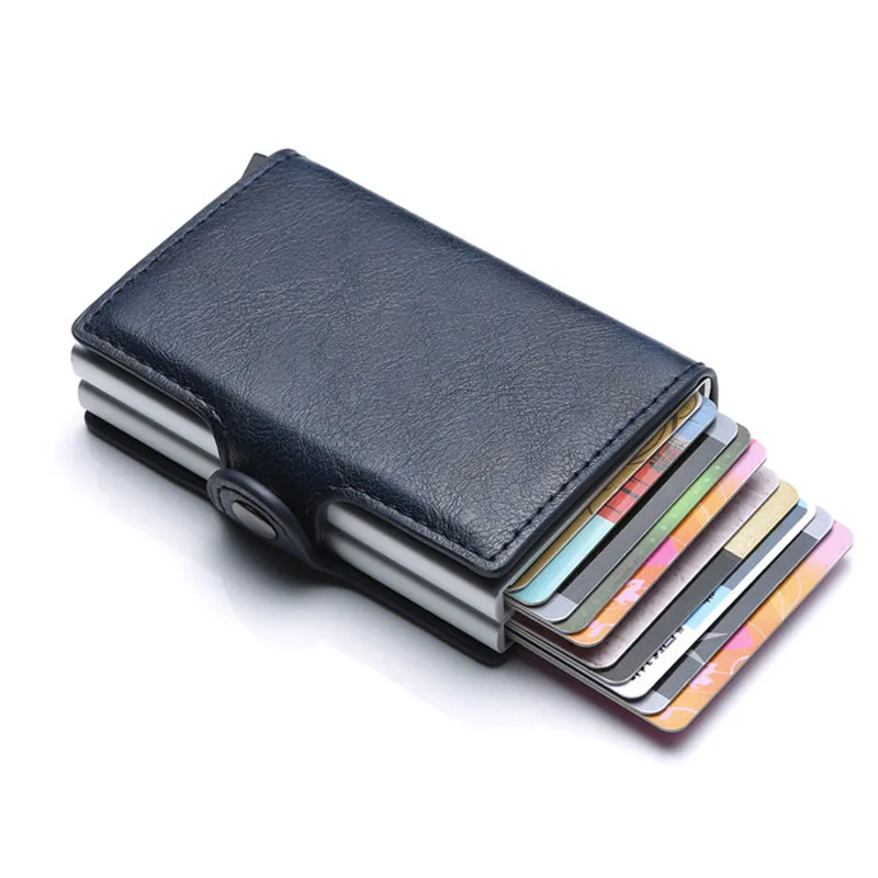 Châu Âu Thiết Kế RFID Bảo Vệ nam Đựng Thẻ Đôi Nhôm Thẻ Ngân Hàng Bảo Vệ Ốp Lưng ID Ví Dành Cho Người Đàn Ông