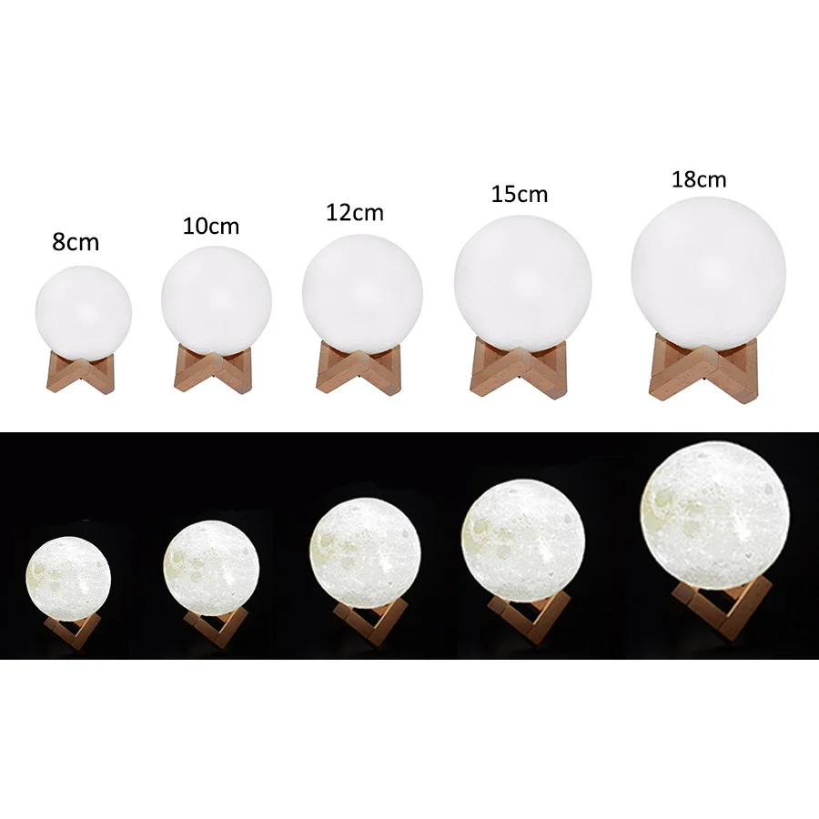 Dropship 3D พิมพ์ชาร์จโคมไฟดวงจันทร์ LED Night Light Creative Touch Switch Moon Light สําหรับตกแต่งห้องนอนของขวัญวันเกิด