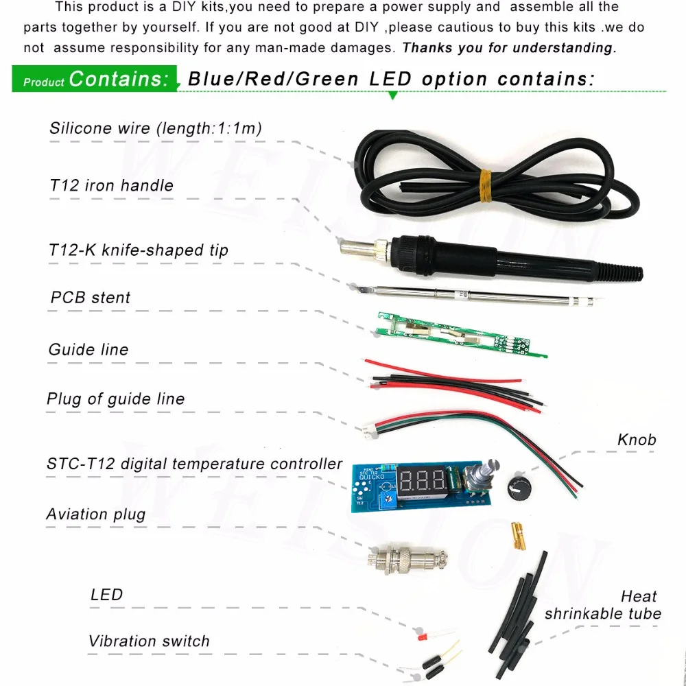 STC-T12 납땜 인두 DIY 키트/단위 디지털 납땜 인두 스테이션 온도 컨트롤러 키트/QUICKO MINI STC-LED-T12 DIY 세트