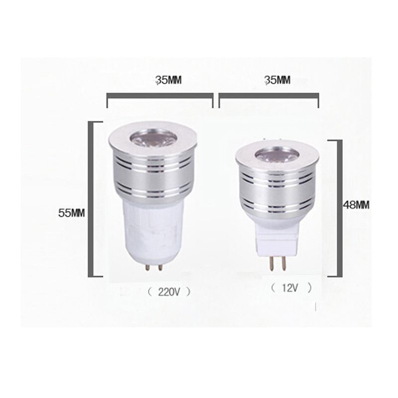 1 W 3 W LED-Glühbirne MR16 12 V dimmbar 35 mm Mini-Strahlerlampe GU5.3 GU10 E27 COB-Lampen 220 V 110 V