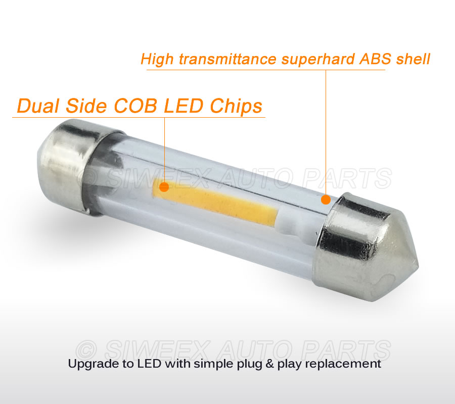 2 Chiếc 31MM 36MM 39MM 41MM Ô Tô Đèn LED Vòm Festoon Đèn Chỉ Báo Đèn Đọc Bản Đồ Giấy Phép tấm Đèn 12V Trắng Trắng Ấm