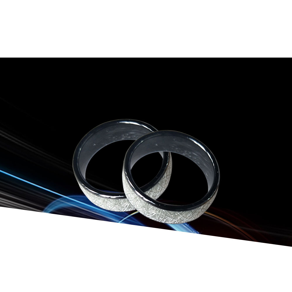 Anillo de plata brillante para hombre o mujer, sortija de cerámica RFID de 125KHZ o 13,56 MHZ