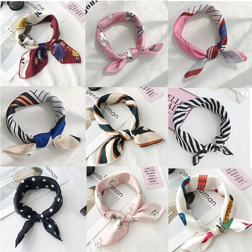 Tóc Khăn Áo In Hình Động Vật Cao Cấp Satin Nhỏ/Vuông/Lụa/Cổ/Vòng/Khăn Mùa Đông Đầu khăn Choàng Wome Cổ Thời Trang 2020