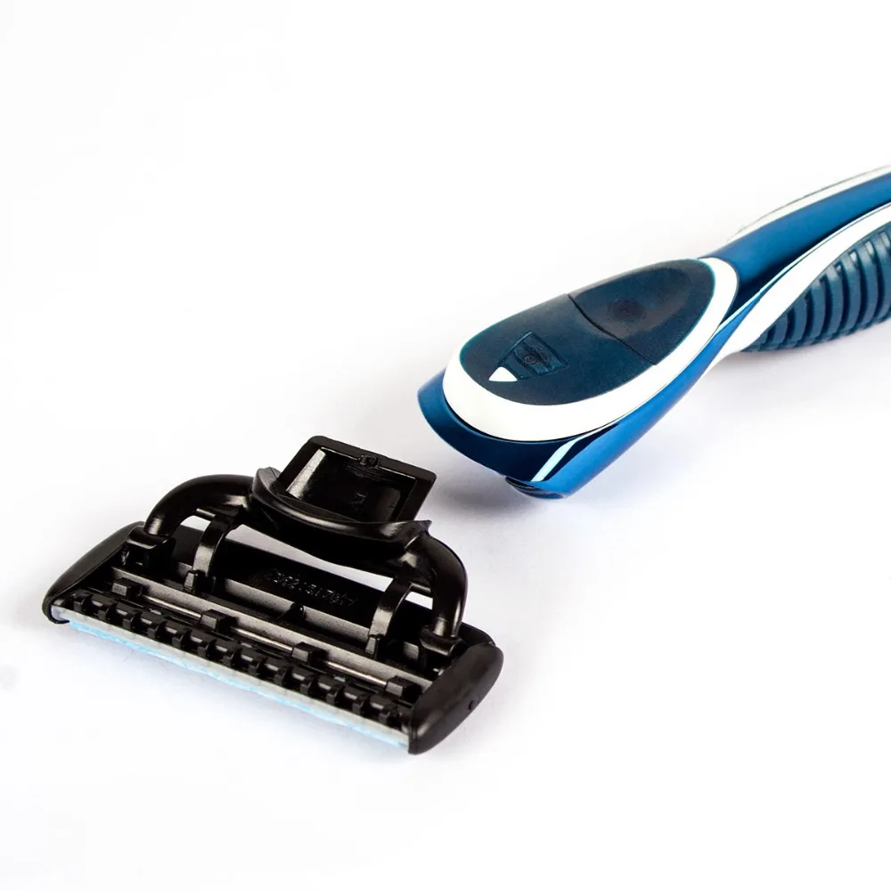 QShave ブルー メンズ マニュアル シェービング トリマー ブレード カミソリ (1pc X3 ブレード、1pc X5 ブレード)