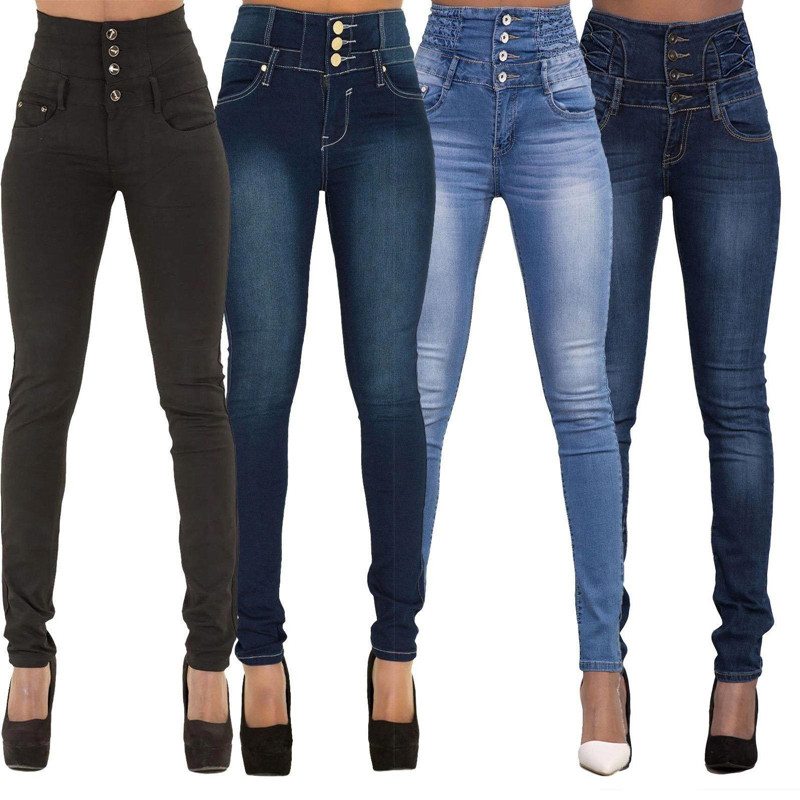 Mulheres jeans preto push up lápis denim calças senhoras vintage cintura alta casual estiramento magro mãe jean magro femme