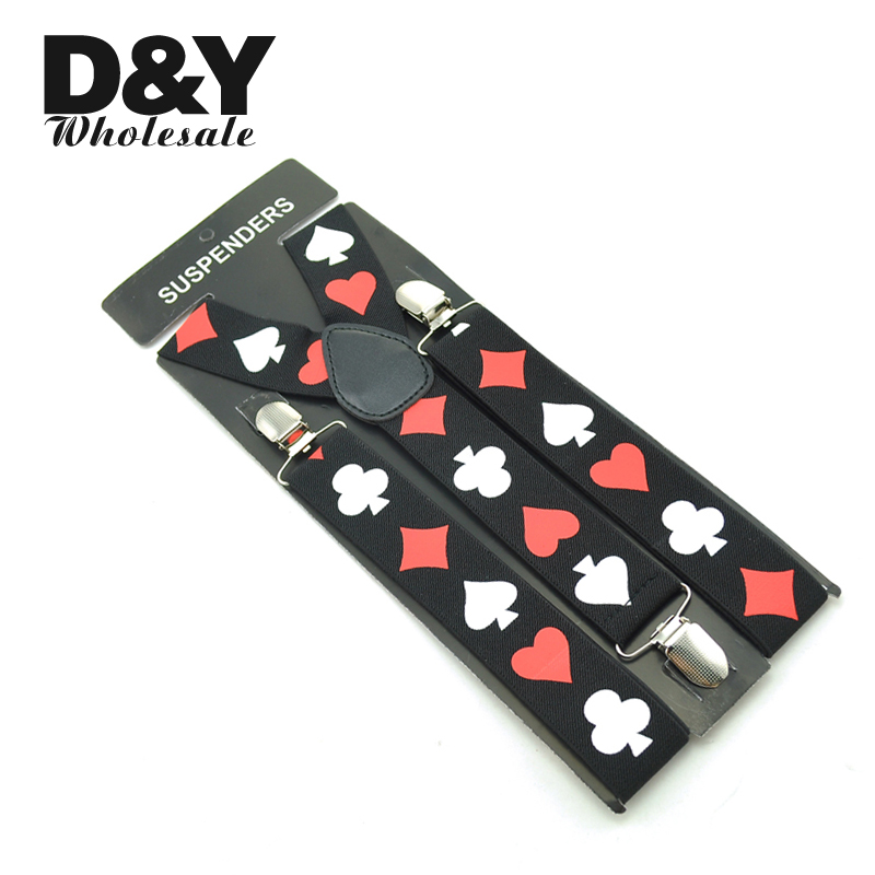 Bretels Voor Mannen Clip-On Bretels Elastische Jarretel Voor Broeken Broekhouder 3,5 Cm Riem Speelkaarten Poker Kaarten Bretels Gallus