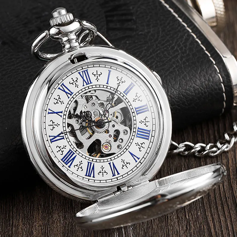 Reloj de bolsillo de acero inoxidable para hombre y mujer, accesorio mecánico, Steampunk, Vintage, grabado a mano, colgante Fob