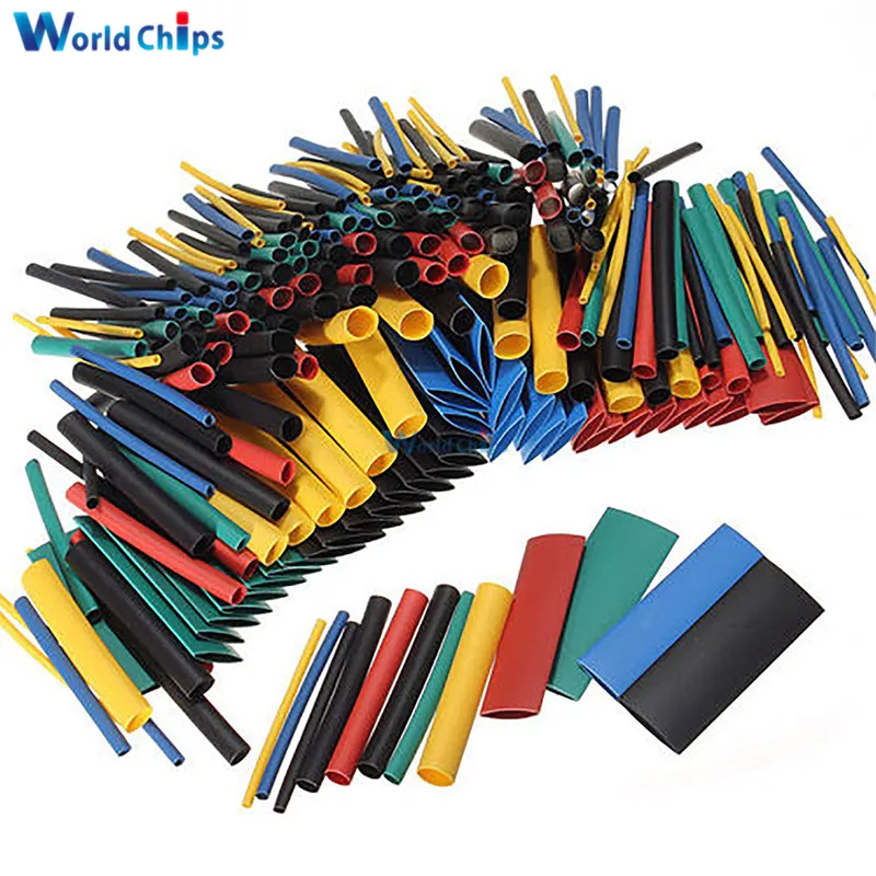 127/140/328/530 pezzi assortiti tubi termorestringenti in poliolefina manicotti per cavi set di cavi avvolgenti 8 dimensioni multicolore/nero