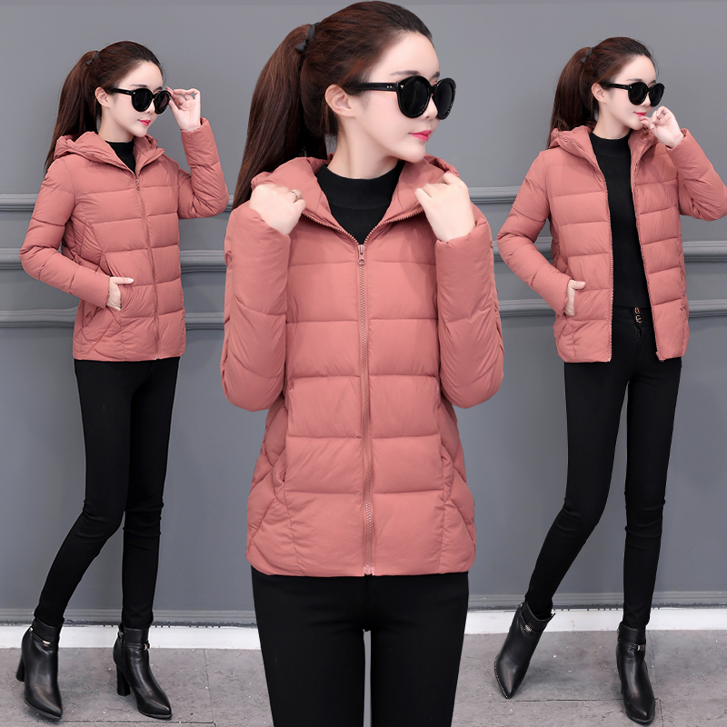 Chaqueta con capucha de algodón ligera para mujer, ropa de abrigo corta holgada y cálida, ropa informal de pan para mujer, abrigos básicos de algodón 2024