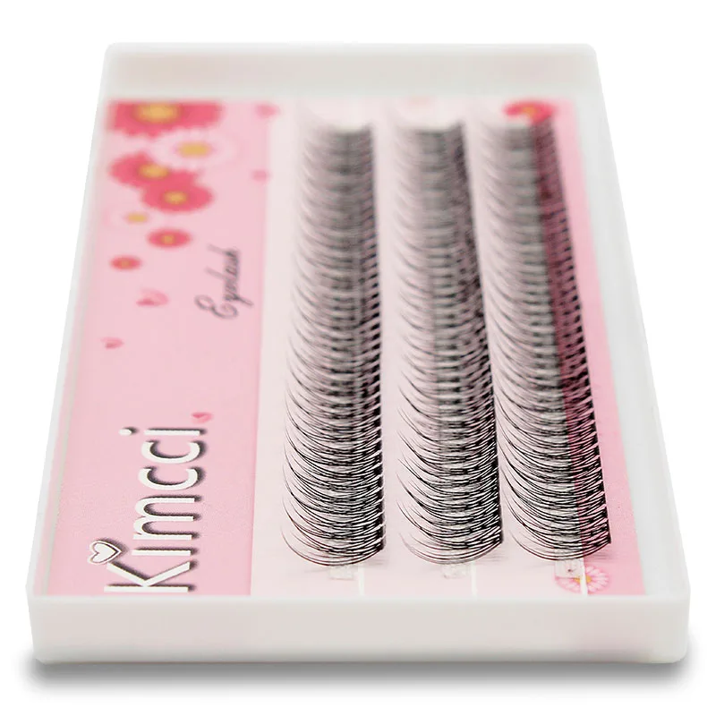 Kimcci 120 Chiếc Cao Cấp Chồn Cá Nhân Dovetail Cây Nối Mi Tự Nhiên 3D Cụm Lông Mi Trang Điểm Chuyên Nghiệp Bùng Lên Lông Mi