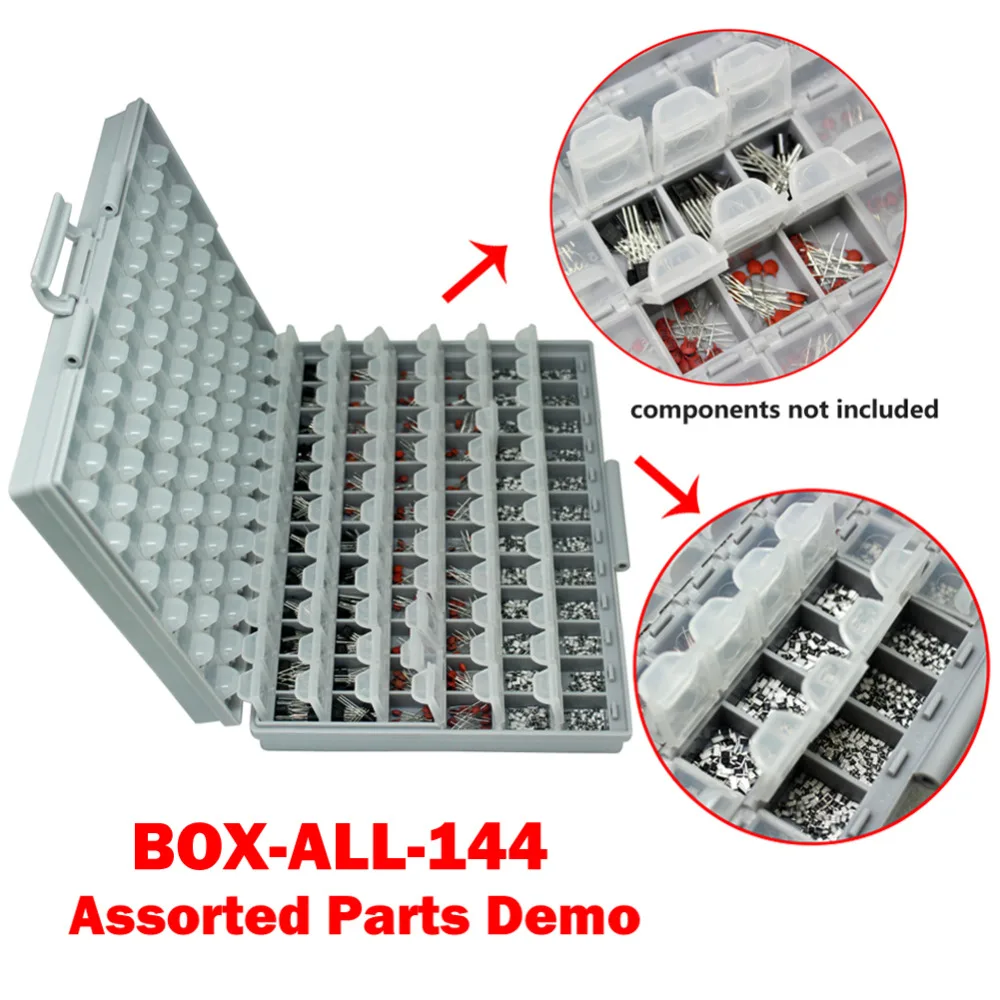 Aidetek smd storage box plastic Case surface mount resistors capacitors well small compartment tiny Organizer toolbox BOX STORAG