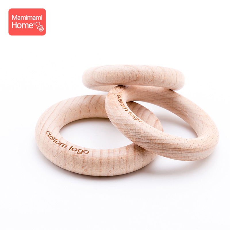50 шт., деревянное кольцо с логотипом, детские сувениры для роста, без бисфенола А, буковое кольцо, детская фотография, веха, мемориальные подарки