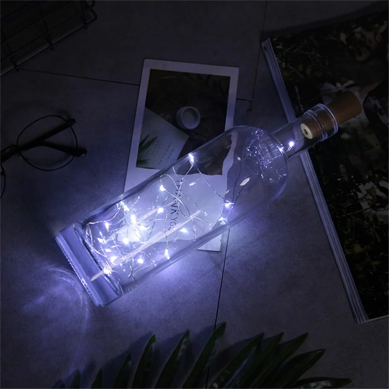 3.28FT 1M 10 LED 코르크 모양의 구리 와이어 스트링 라이트, 와인 병 LR44 배터리 와인 병 유리 공예 크리스마스 파티 장식