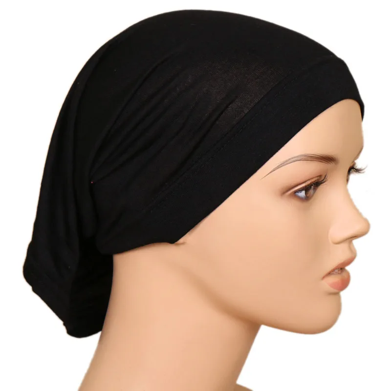 Algodão modal undercap liso macio elástico sob o boné hijab gorro muçulmano feminino capa completa interior hijabs turbante islam underscarf