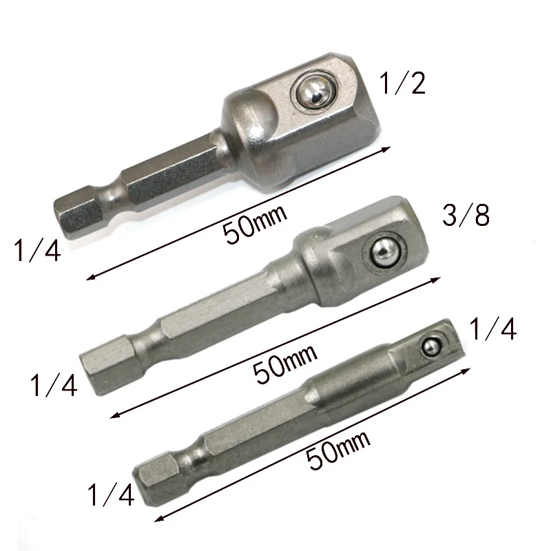 Chrome Vanadium Ổ Cắm Adapter Seth EX Vít 1/4 "3/8" 1/2 "Nối Dài Khoan Hex Bit bộ Dụng Cụ Điện