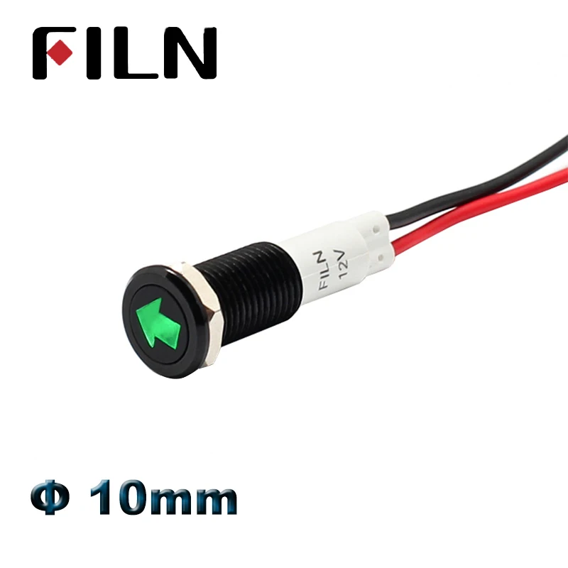10 มม.รถ 12 V ไฟแสดงสถานะ LED แผงแดชบอร์ดสัญลักษณ์คําเตือนสีแดงสีเขียวสีฟ้าสีขาว Amber นักบินโคมไฟกันน้ําชั้นนํา