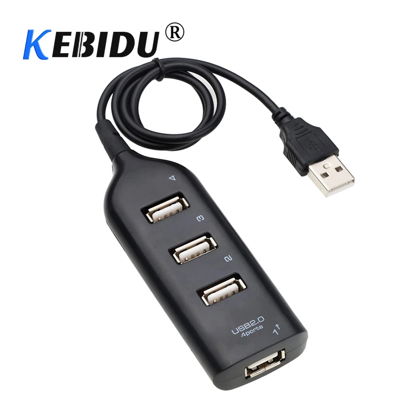 Divisor de encendedor de cigarrillos de coche USB 2,0 de alta velocidad 4 puertos USB Hub adaptador divisor de enchufe para PC ordenador Oficina teléfono doméstico Auto