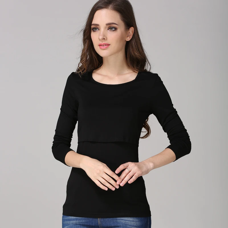 感情ママ秋長袖妊娠マタニティ服授乳トップス妊婦看護 Tシャツ