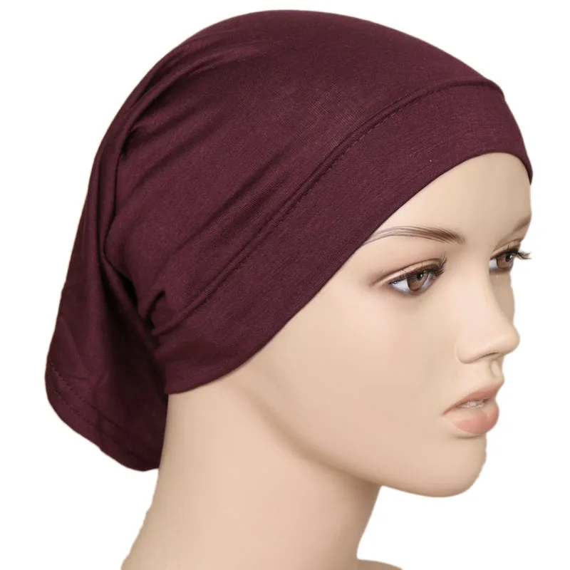 Algodão modal undercap liso macio elástico sob o boné hijab gorro muçulmano feminino capa completa interior hijabs turbante islam underscarf