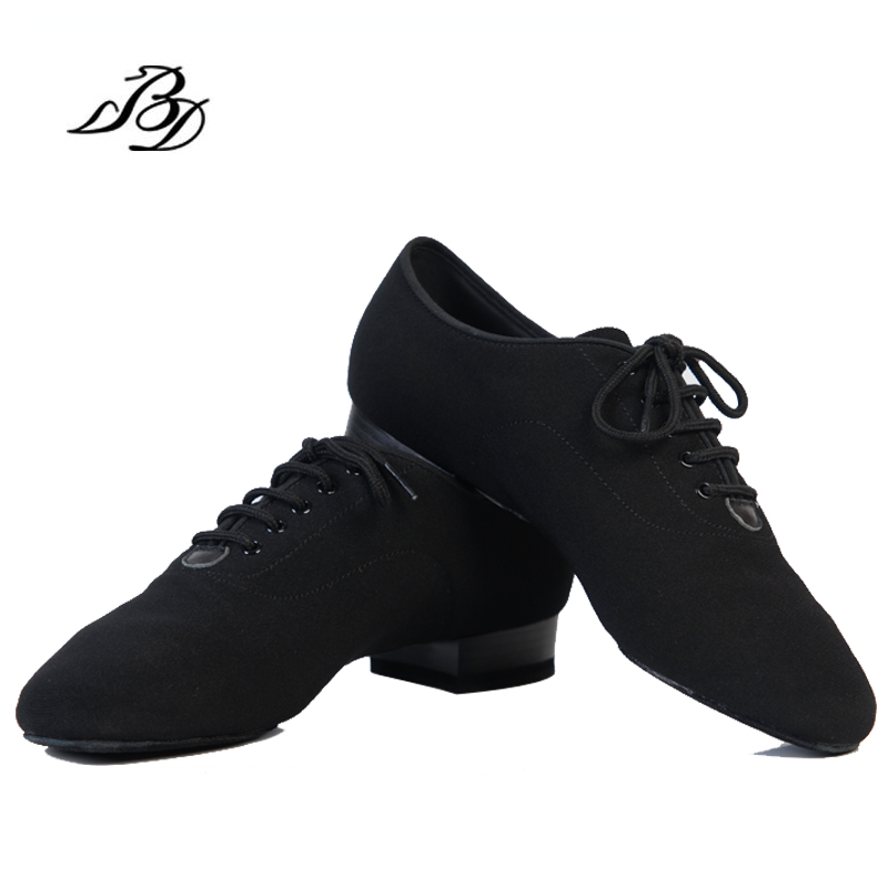 Sapatos de dança modernos masculinos, não couro genuíno, marca quadrada bd 309, festa, salão de baile, sapatos latinos, couro macio, preto, salto 317, 2.5 cm