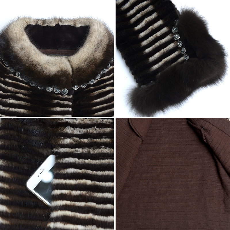 Hdhohr-女性用ミンクファーコート,高品質の天然キツネの毛皮の袖,厚い冬のジャケット,暖かい毛皮のパーカー,ファッション,2022