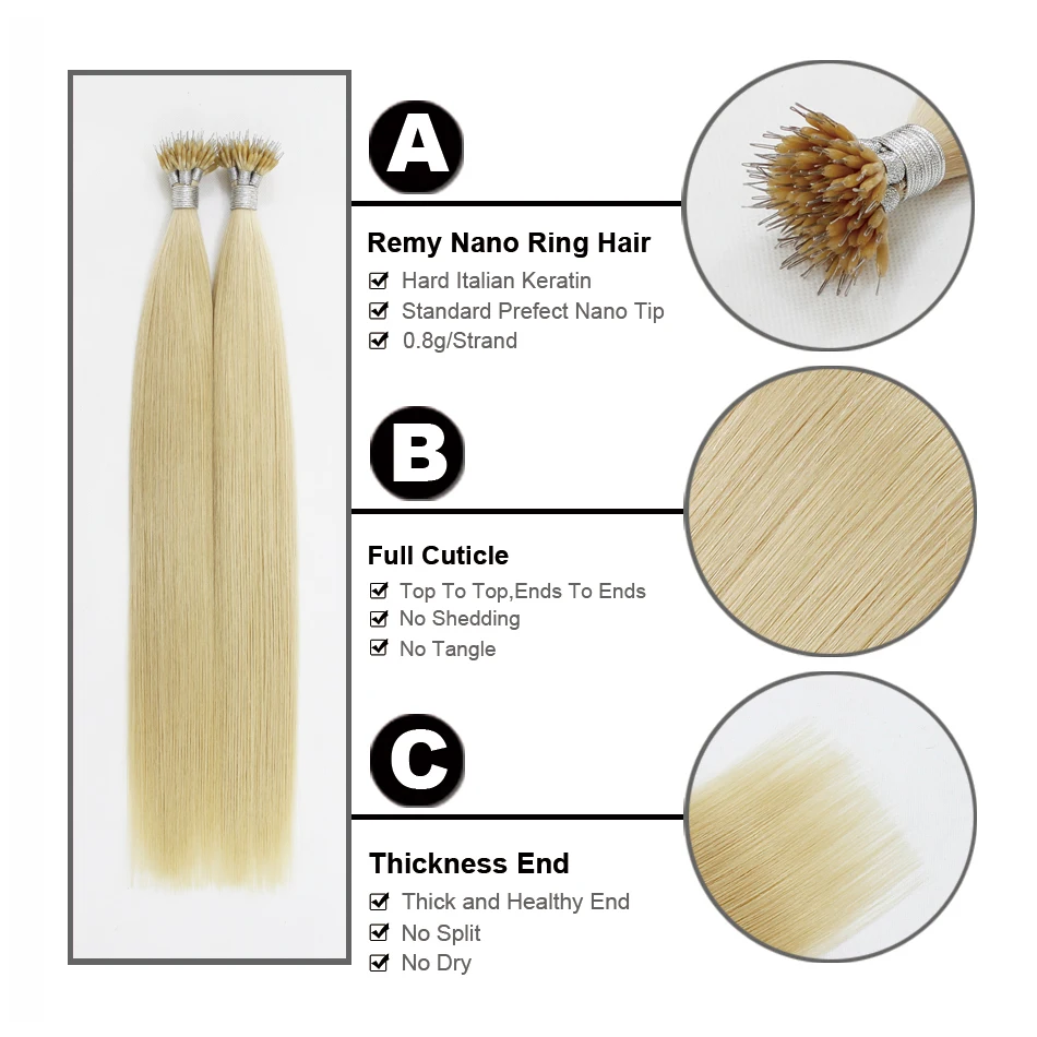 フォーエバーヘアレミーナノリング人間の自然なヘアエクステンション 0.8 グラム/秒 16 "18" 20" ケラチンストレートヨーロッパマイクロビーズ髪 50 個