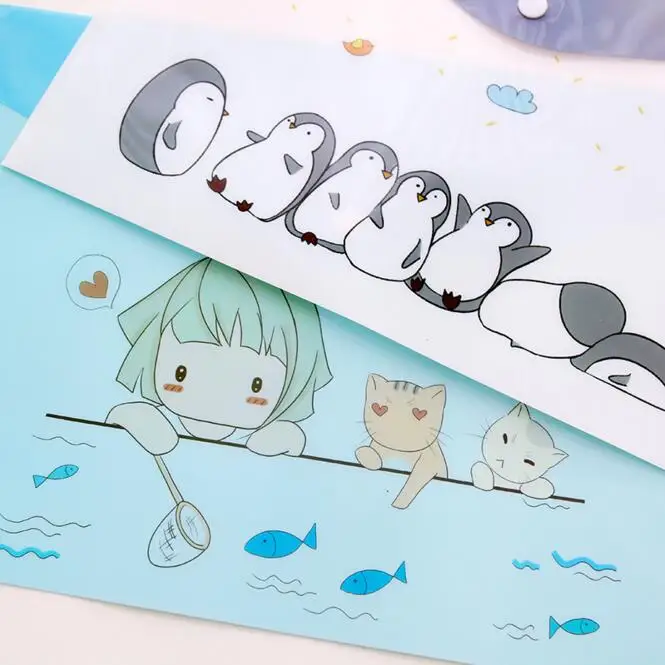 1PC 防水マルチポケットプラスチックかわいい A4 ファイルフォルダーバッグドキュメント紙オーガナイザーケースオフィス学校文具用品