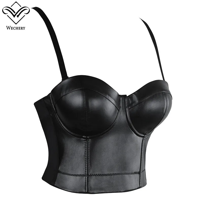 Wechery ผู้หญิงหนังรัดตัว Top Crop Bustier Gothic Bra Push Up Bodice ชุดชั้นในเซ็กซี่ Corselet Party สั้น Camis Plus ขนาด 6XL