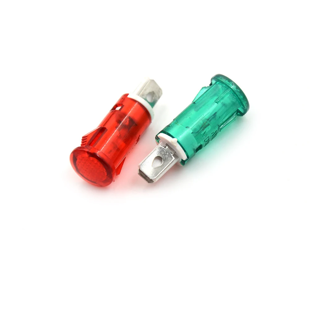 10Pcs 220V 110V 12V/24VDC 10มม.MDX-11A Guiding สัญญาณโคมไฟติดตั้งไฟแสดงสถานะนีออนสีแดงสีเขียวไฟสีเหลือง