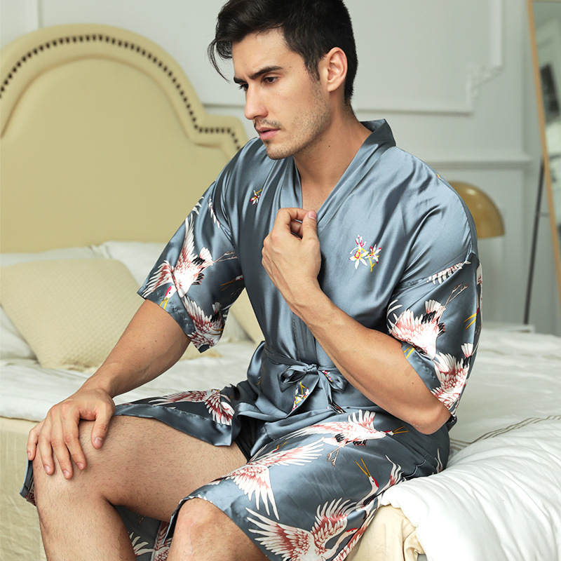 Bata de rayón de seda china negra para hombre, ropa de dormir informal de verano para boda, padrino de hombre, Kimono con cuello en V, vestido de baño Yukata de talla grande XXXL