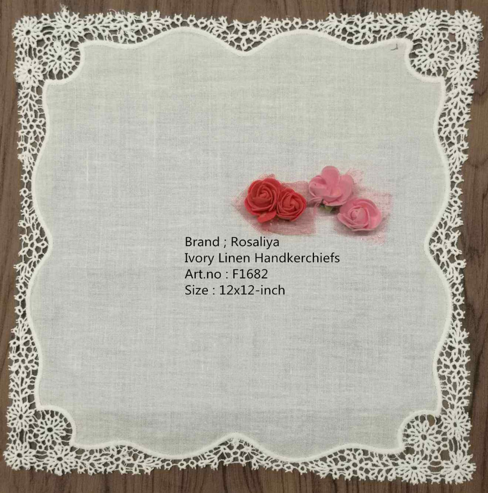 12ファッションレディースハンカチブライダルハンキーウェディングハンキーリネンデイジーかぎ針編み刺繡レースハンカチ12x12インチのセット