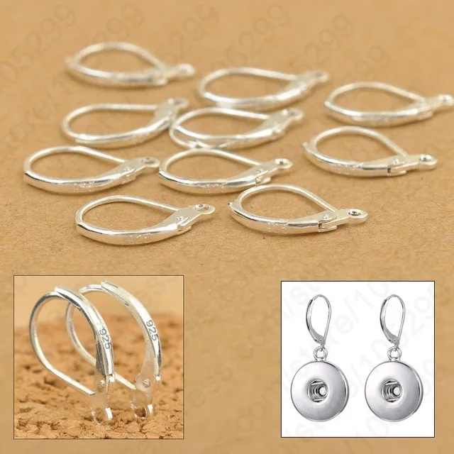 Ganchos para pendientes de plata de ley 100, accesorios de abalorios para pendientes, con palanca trasera, 925 piezas