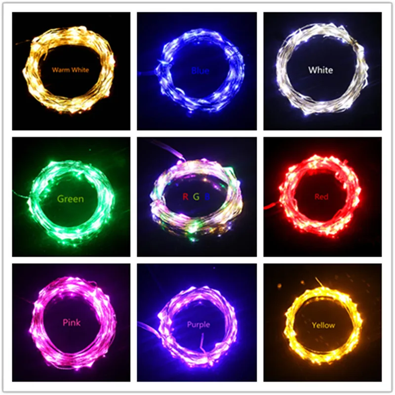 33ft/10 m Dây Đồng LED Lights Chuỗi 100 LEDs Mát Ấm trắng Màu Xanh Cổ Tích String Cho Giáng Sinh Wedding Party Trang Sức DC 12 V