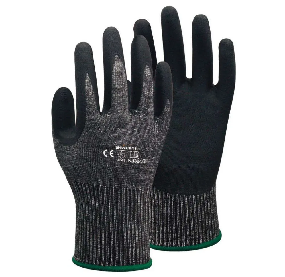 ANSI A4 ถุงมือทํางานทนต่อการตัด HPPE Micro Foam Nitrile Maxi High Flex Proof Glass Handling Butcher Safety Gloves