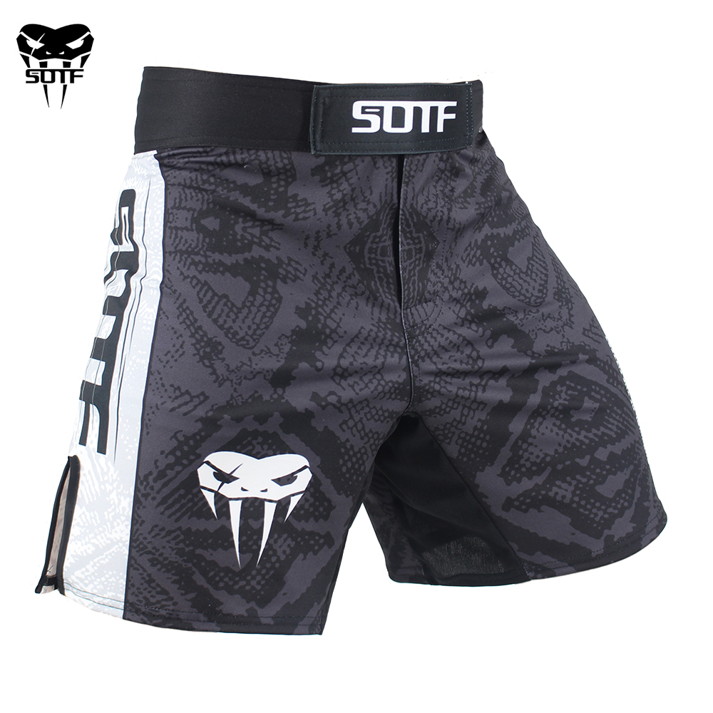 SOTF Snake Scale Fitness transpirable deportes feroz MMA pantalones cortos de boxeo Tiger Muay Thai mma pantalones cortos de lucha kickboxing boxeo