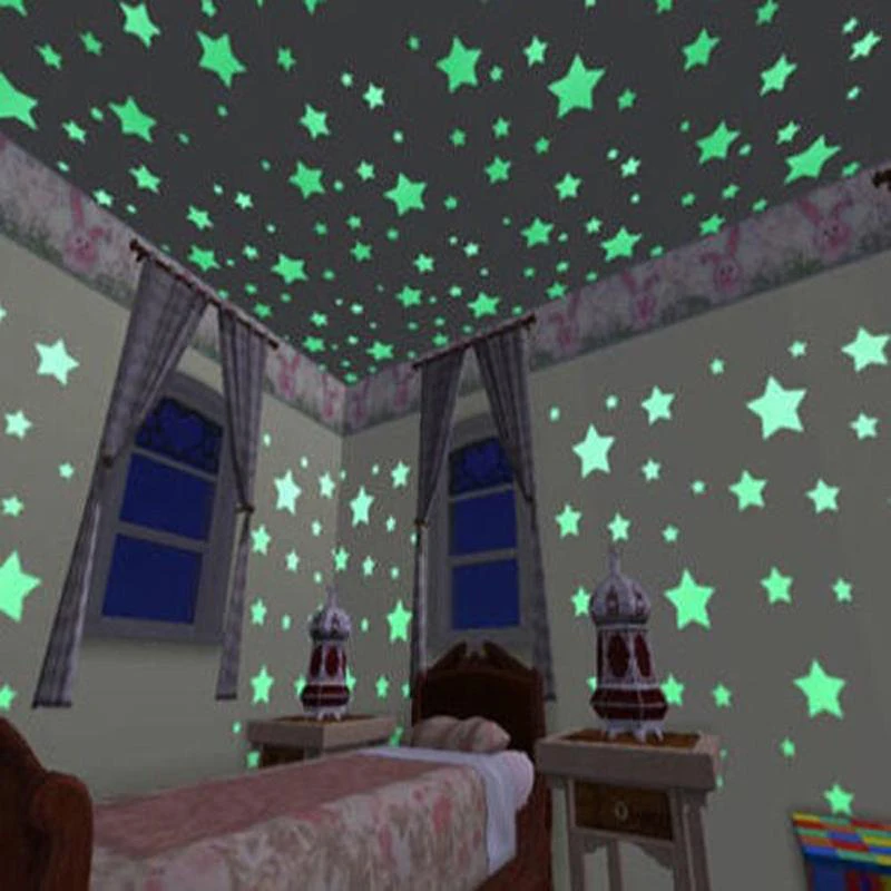 100Pcs Dán Tường Phát Sáng Glow In The Dark Stars Stickers Đối Với Trẻ Em Bé Phòng Phòng Đầy Màu Sắc Huỳnh Quang Home Phòng Trang Trí Nội Thất đề Can