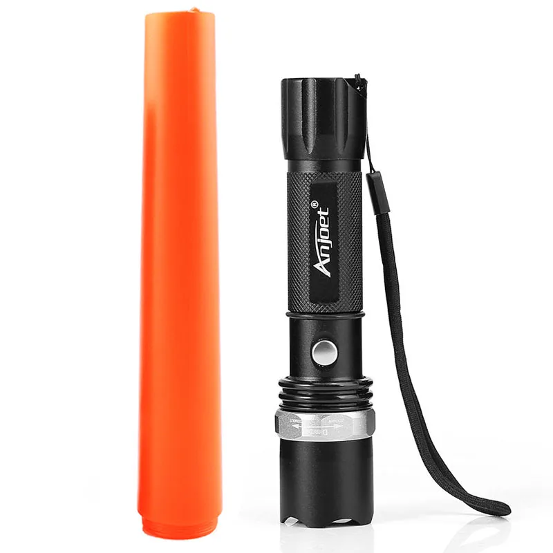 Direccion el tráfico T6 Q5 1000Lm enfoque ajustable linterna led de 3 modos con varita de tráfico linterna para acampar al aire libre 18650 AAA