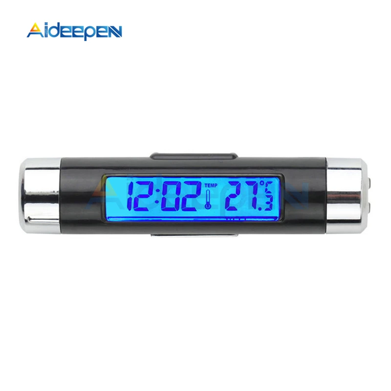 2 Trong 1 Cho Xe Hơi Nhiệt Kế Đồng Hồ Nhiệt Độ Màn Hình LCD Hiển Thị Màn Hình Kẹp Kỹ Thuật Số Xanh Dương Hậu Phụ Kiện Ô Tô di Động
