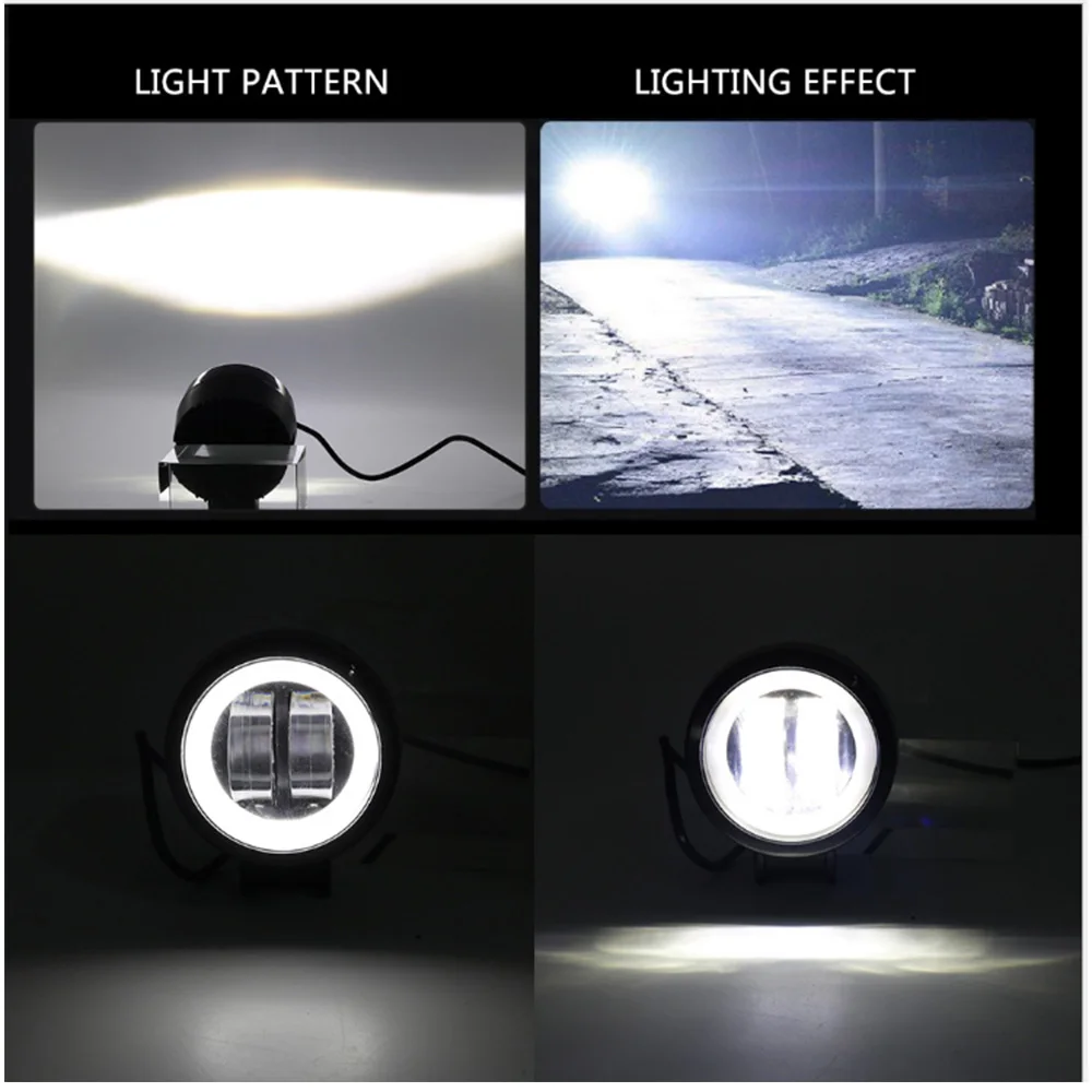 2 Cái/1 12V-80V Chống Nước Tròn Đôi Mắt Thiên Thần Đèn LED Di Động Đèn Trợ Sáng Xe Máy Offroad xe Tải Lái Xe Ô Tô THUYỀN Công Việc Nhẹ