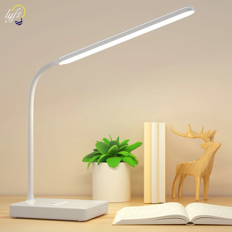 LED Touch Dimming โคมไฟตั้งโต๊ะ USB ชาร์จอ่านหนังสือ Eye Protection ตารางการเรียนรู้ห้องนอนห้องนั่งเล่นโคมไฟหนังสือ