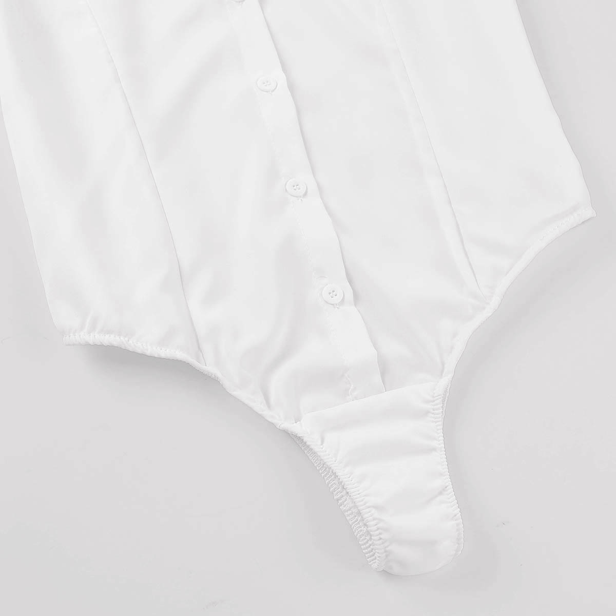 영국 주식 여성 섹시한 클럽 바디 슈트 턴 다운 칼라 레오타드 점프 슈트 셔츠 하이 컷 끈 팬티 바디 슈트 Femme Fashion Casual Catsuit