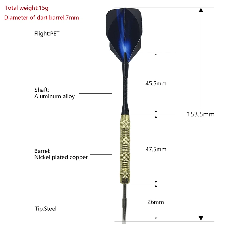 Yernea Mới 3 Đầu Thép Phi Tiêu 15G Trong Nhà Giải Trí Thể Thao Phi Tiêu Đồng Mạ Niken Phi Tiêu Thân Hợp Kim Nhôm trục Chuyến Bay