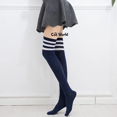 16 colori Delle Donne Autunno Inverno Il Riscaldamento Strisce Calza Sopra Il Ginocchio Calzini e Calzettoni Coscia Highs Per Anime Scuola Uniforme