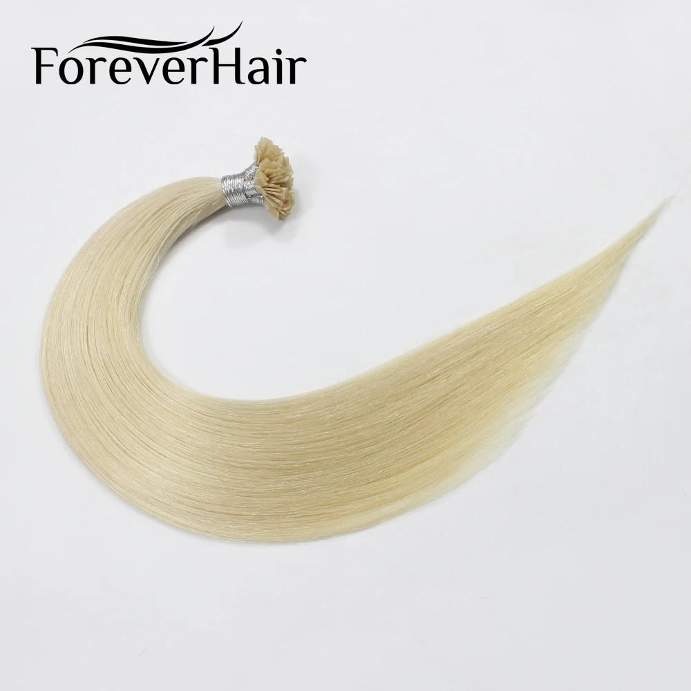 フォーエバーヘア 0.8 グラム/秒 16 "18" 20" 100% レミー人間事前結合フラットチップヘアエクステンションストレートカプセルケラチン融合毛 40 グラム/パック