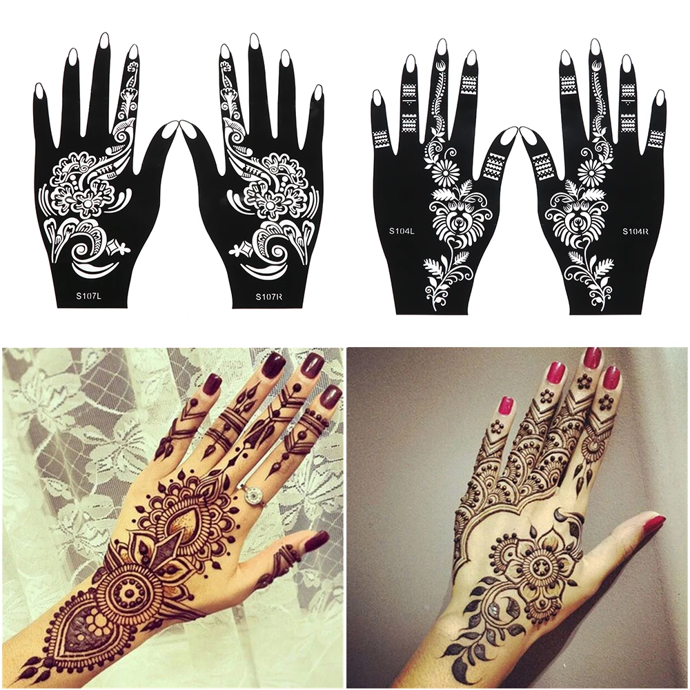 2022 Chuyên Nghiệp Mới Henna Stencil Tạm Thời Cầm Tay Hình Xăm Nghệ Thuật Thân Thể Dán Tiêu Bản Cưới Dụng Cụ Hoa Hình Xăm Stencil