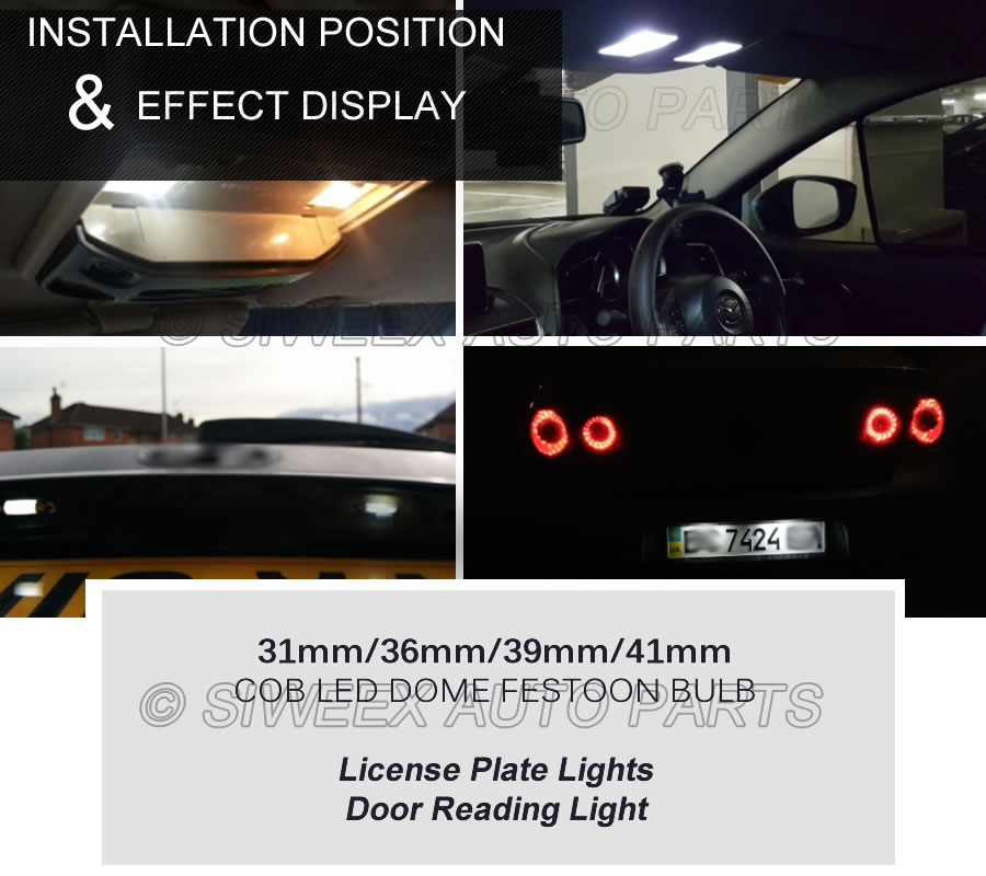 2 Chiếc 31MM 36MM 39MM 41MM Ô Tô Đèn LED Vòm Festoon Đèn Chỉ Báo Đèn Đọc Bản Đồ Giấy Phép tấm Đèn 12V Trắng Trắng Ấm