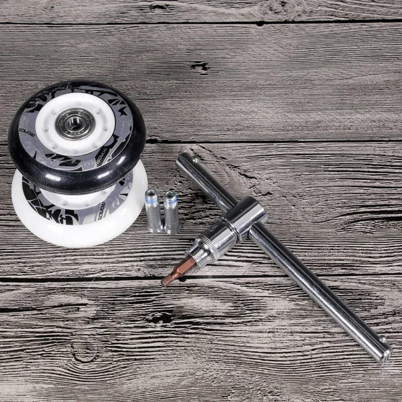 Functional Handy 4 มม.เงินหกเหลี่ยมอินไลน์ Roller Skate T-Handle Allen ประแจใช้สําหรับ Roller Skate Hex Key เครื่องมืออุปกรณ์เสริม