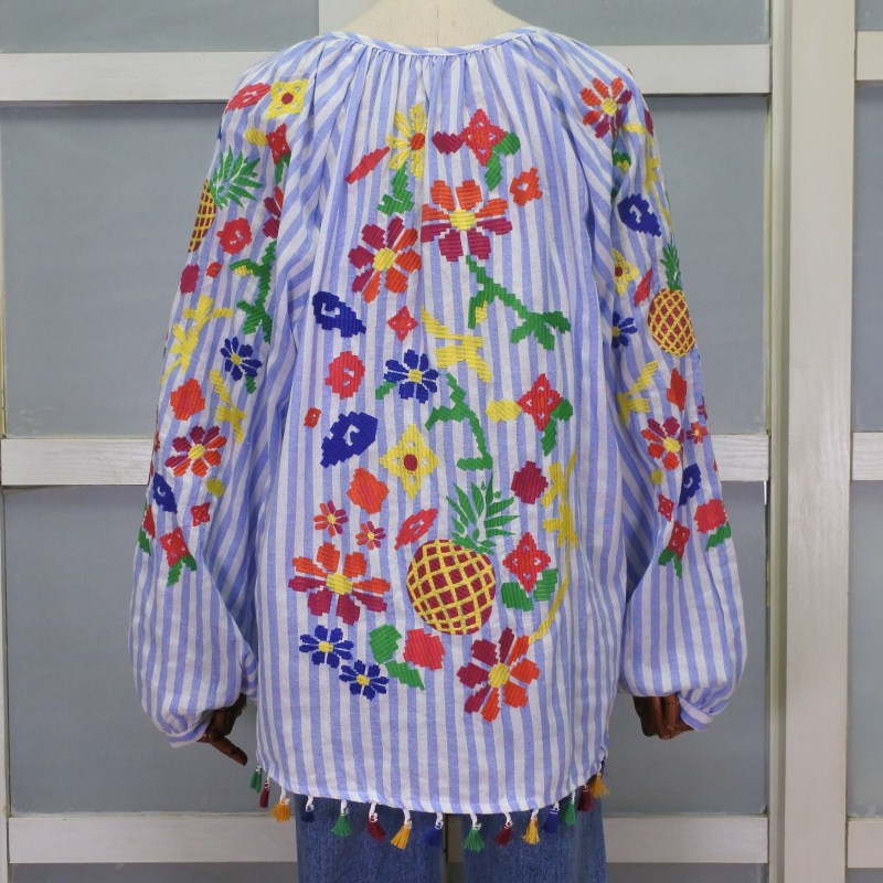 Camisa bordada Vintage para mujer, Túnica holgada de manga larga con cordones y flecos, blusa étnica de algodón blanco, ropa de verano