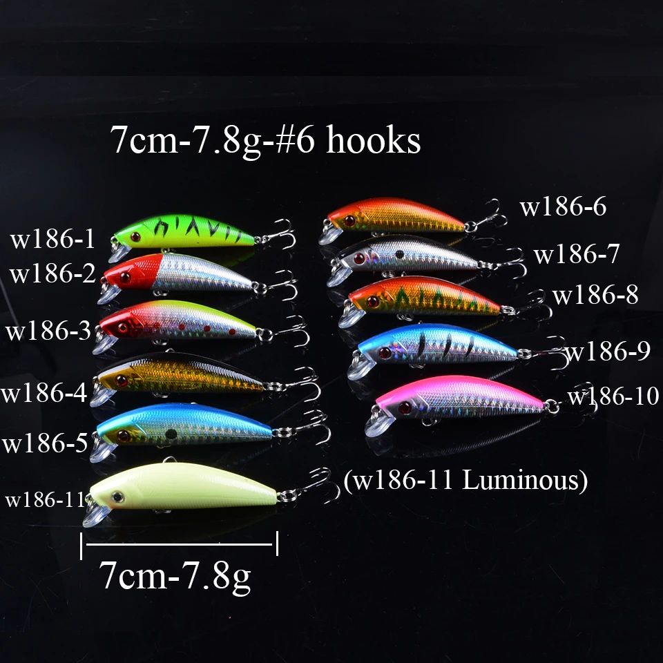 Señuelos artificiales de pesca, cebos artificiales para pececillos, Wobblers, aparejos de pesca falsos realistas, 50 colores, ojos 3D, 1 unidad