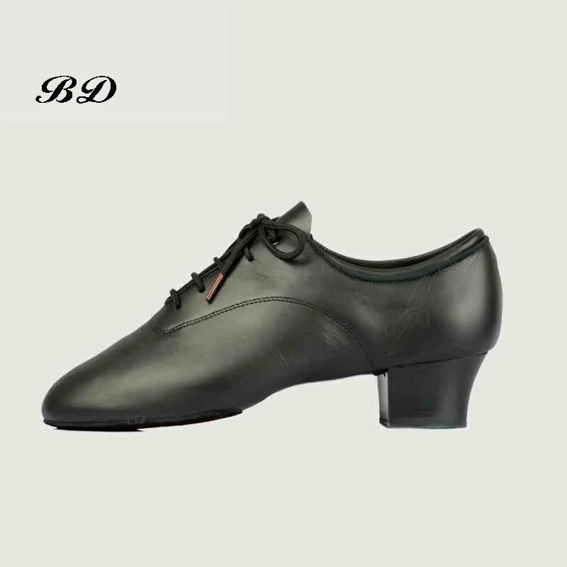 2025 sapatos masculinos profissão dança latina sapato de salão moderno macio couro premium oxford pano salto 4.5 cm bd 417 autêntico quente